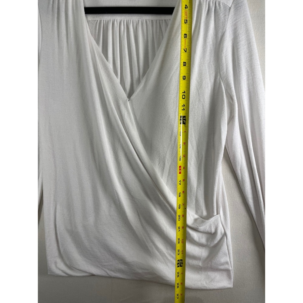 Banana Republic White Faux Wrap Surplice‎ Long Sleeve Top Shirt Womens Medium M - Picture 5 of 7